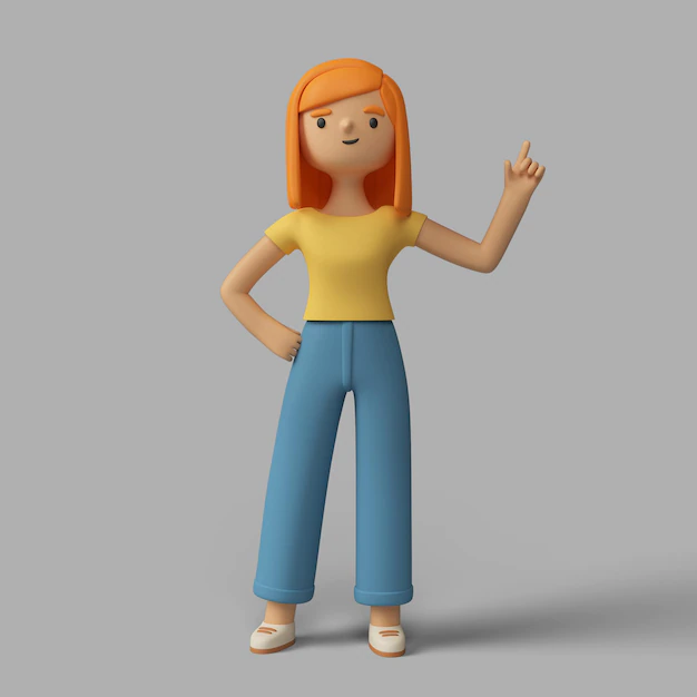 Free PSD | 3d female character pointing up
