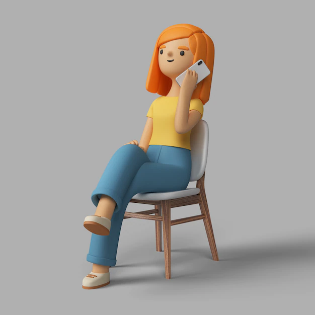 Free PSD | 3d female character speaking on smartphone