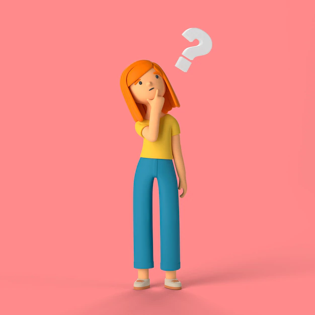 Free PSD | 3d girl character with question mark