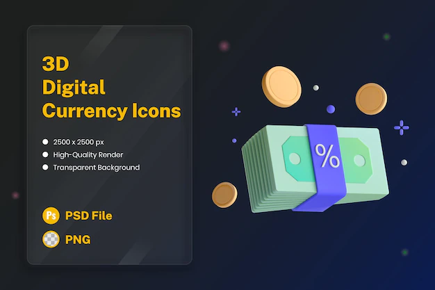 Free PSD | 3d icon illustration fiat money traditional currency