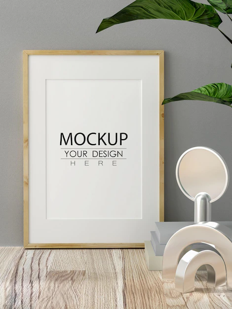 Free PSD | 3d illustration mockup photo frame in living room rendering