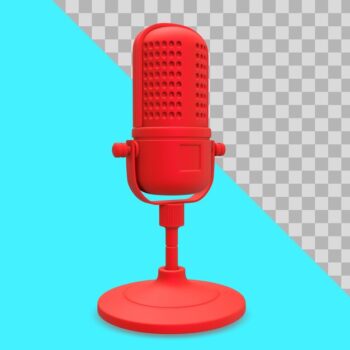 Free PSD | 3d illustration red microphone for podcast or radio clipping path