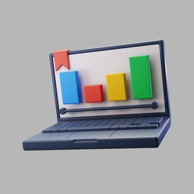 Free PSD | 3d laptop with graph