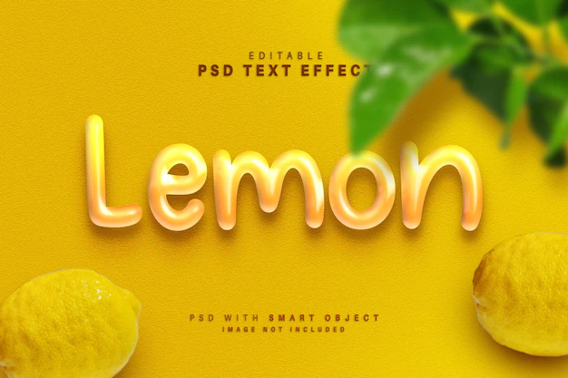 Free PSD | 3d lemon text effect