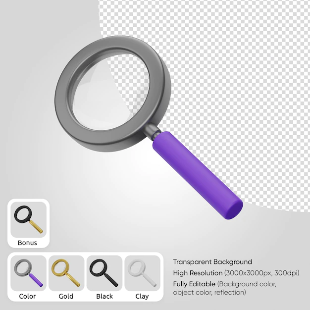 Free PSD | 3d magnifying glass