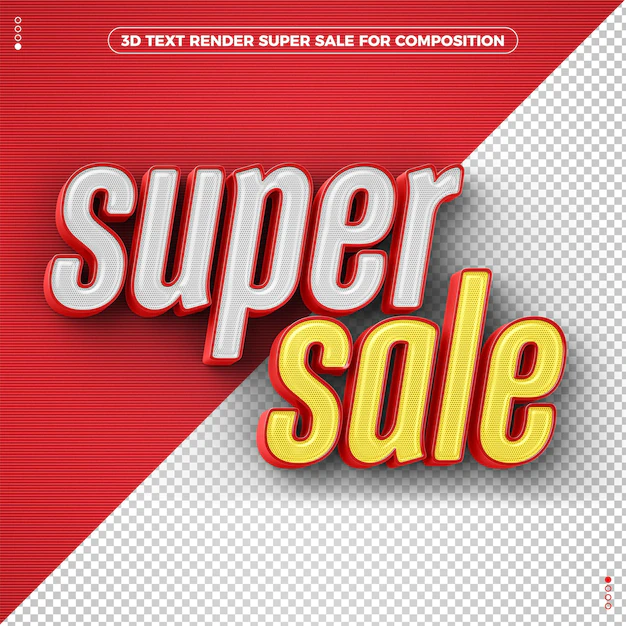 Free PSD | 3d render text super sale yellow and white