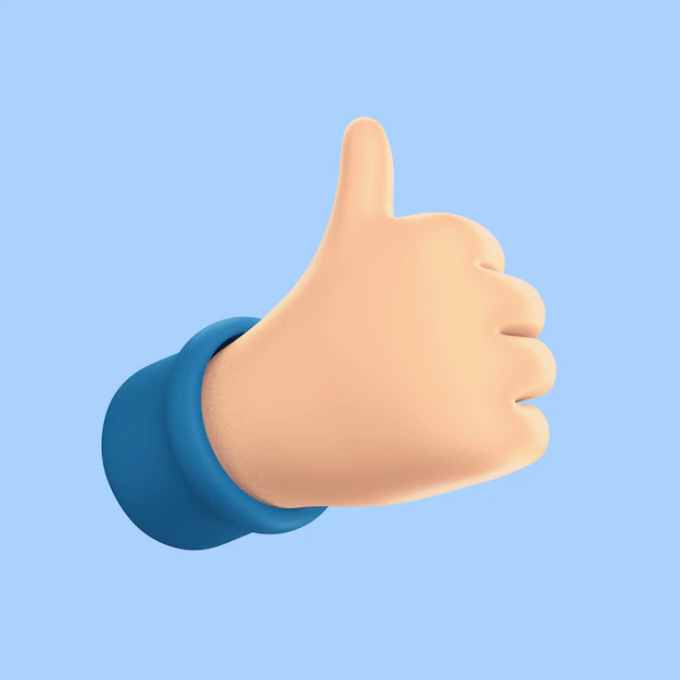 Free PSD | 3d rendering of thumb up hand