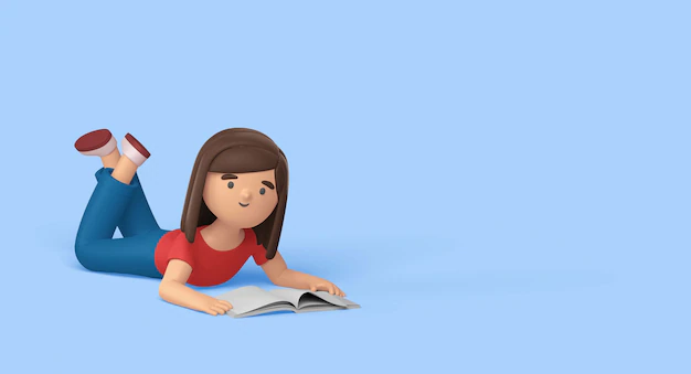 Free PSD | 3d rendering of woman reading
