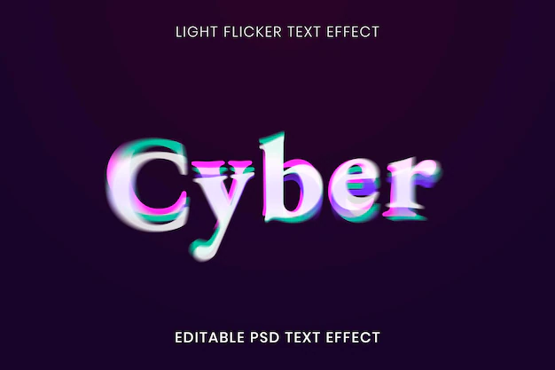 Free PSD | 3d text effect psd template, light flicker font typography