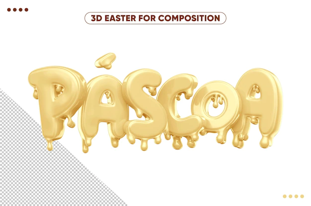 Free PSD | 3d writing easter of melted white chocolate for compositions