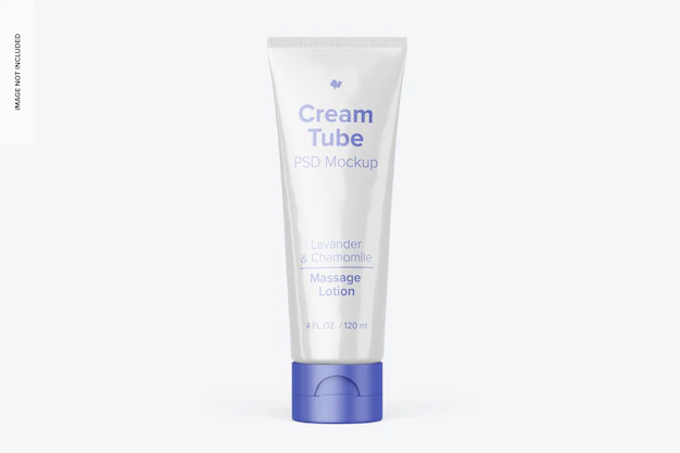 Free PSD | 4 oz cream tube mockup, front view