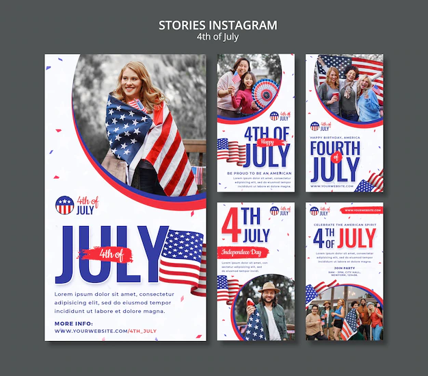 Free PSD | 4th of july instagram stories design template