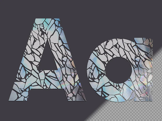 Free PSD | A in upper and lower case made of glass shards