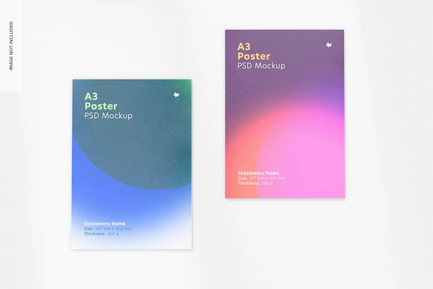 Free PSD | A3 poster on wall mockup