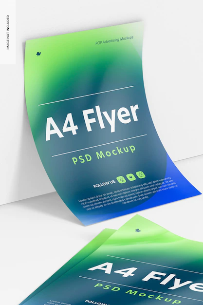 Free PSD | A4 flyer mockup, leaned