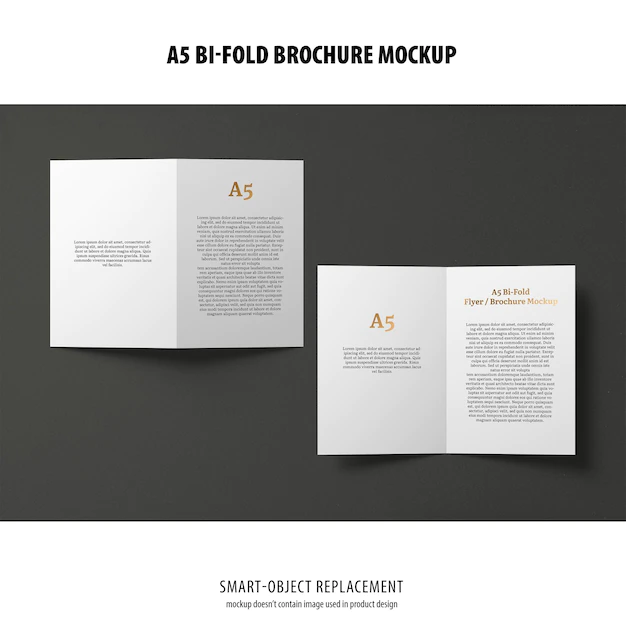Free PSD | A5 portrait bi-fold brochure mockup