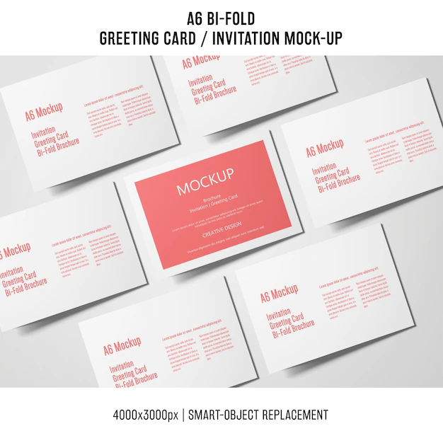 Free PSD | A6 bi-fold greeting card mockups