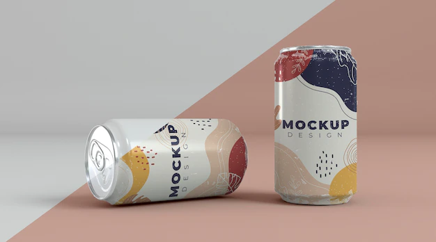 Free PSD | Abstract can packaging concept mock-up