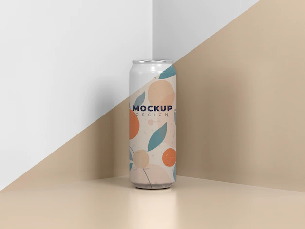 Free PSD | Abstract can packaging mock-up