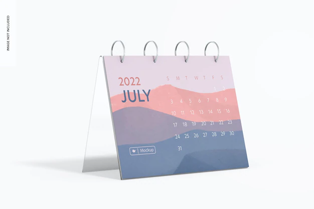 Free PSD | Acrylic calendar mockup, left view