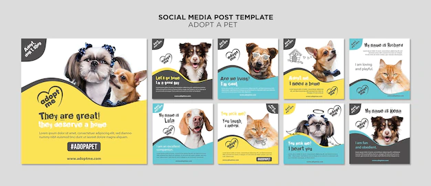 Free PSD | Adopt a pet social media post template