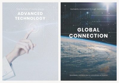 Free PSD | Advanced technology innovation template psd global connection poster