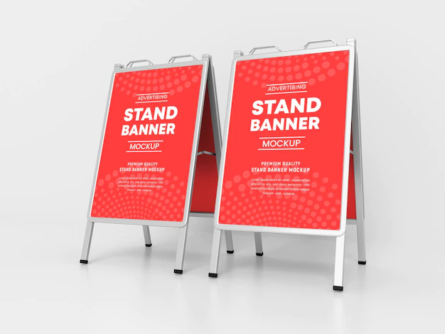 Free PSD | Advertising stand banners mockup