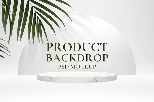 Free PSD | Aesthetic product backdrop mockup psd with leaf shadow in white minimal style