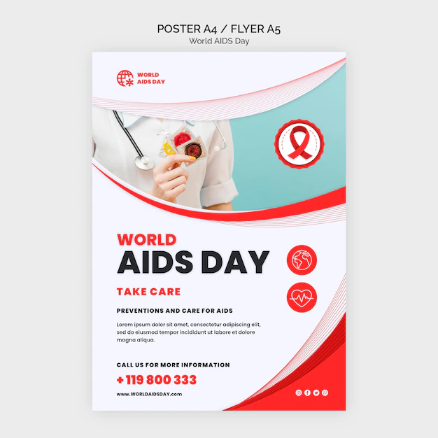 Free PSD | Aids day awareness print template