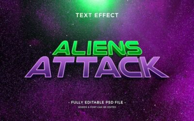 Free PSD | Alien attack text effect design