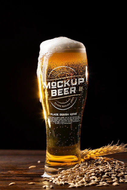 Free PSD | American style beer glass mockup