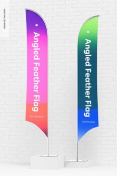 Free PSD | Angled feather flags mockup