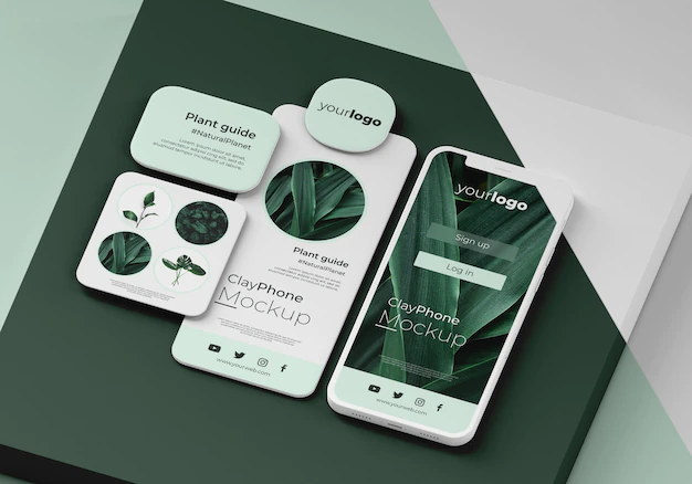 Free PSD | App interface mock-up on phone screen
