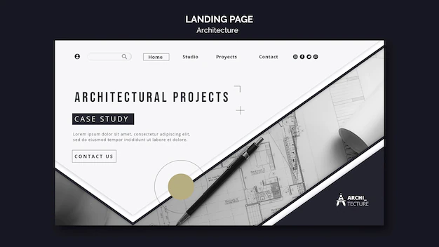 Free PSD | Architecture concept landing page template