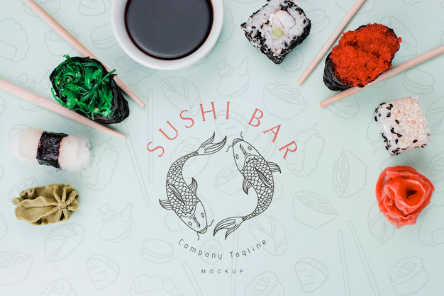 Free PSD | Arrangement for sushi bar mock-up