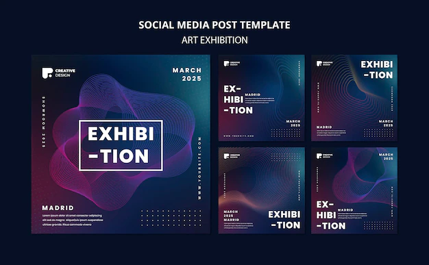 Free PSD | Art exhibition social media post template
