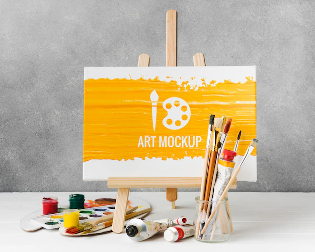 Free PSD | Art mock-up with watercolors