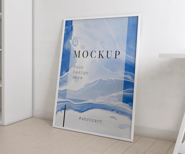 Free PSD | Artist room decorated with frame mockup