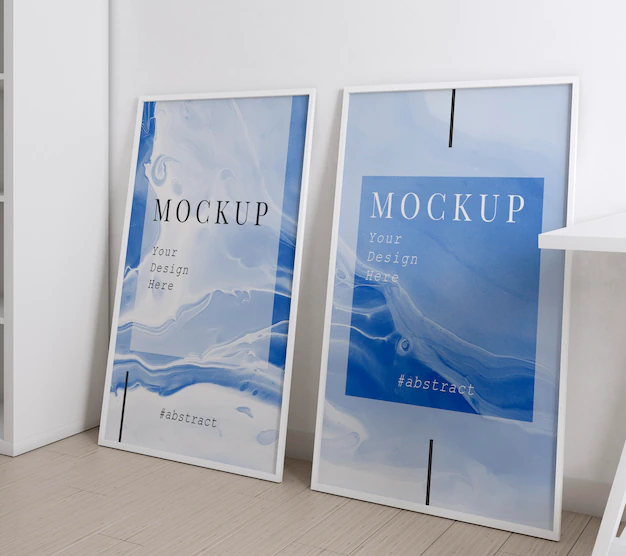 Free PSD | Artist room decorated with frame mockups