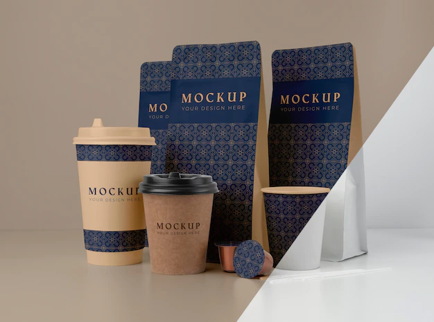 Free PSD | Assortment of coffee shop elements mock-up