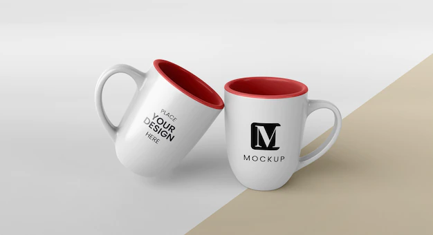 Free PSD | Assortment of minimal coffee mugs