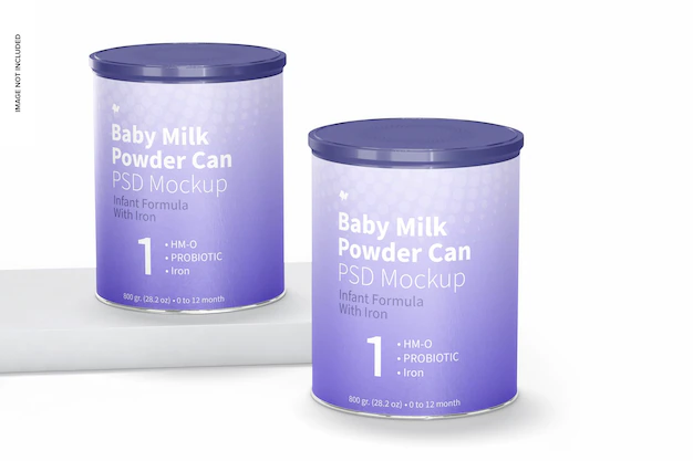 Free PSD | Baby milk powder can psd mockup, front view