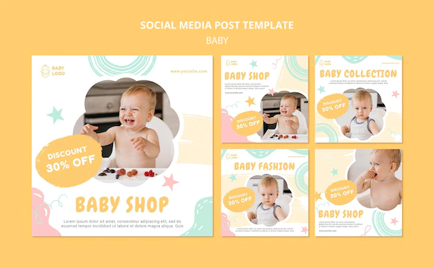 Free PSD | Baby shop social media post template