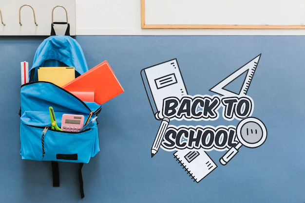 Free PSD | Back to school bag full of supplies
