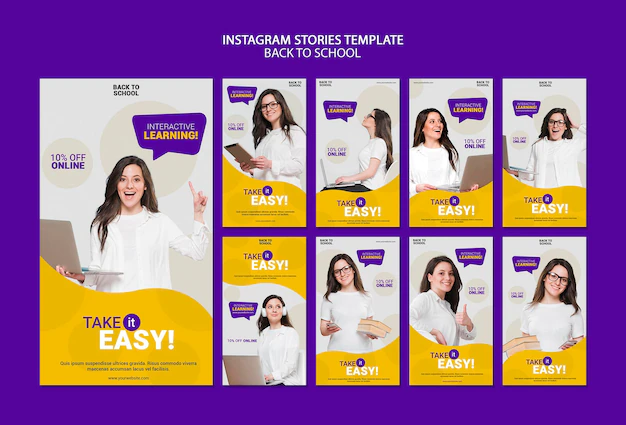 Free PSD | Back to school online instagram stories template