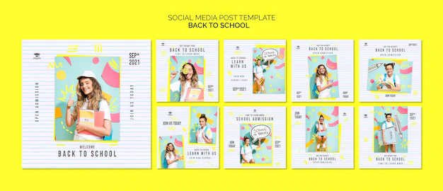 Free PSD | Back to school social media posts