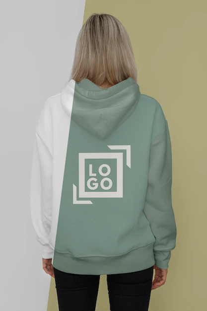 Free PSD | Back view of stylish woman in hoodie