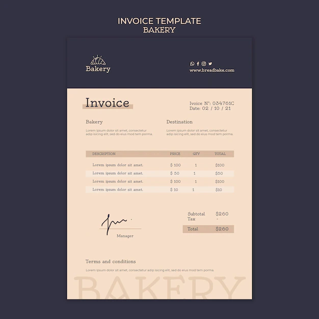 Free PSD | Bakery invoice design template