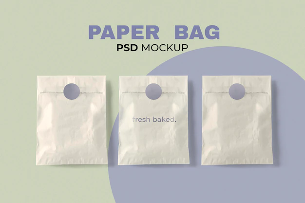 Free PSD | Bakery paper bag mockup psd in minimal style