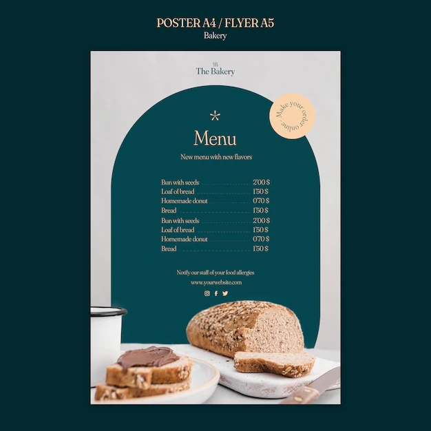 Free PSD | Bakery shop menu template